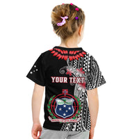 Personalised Samoa Kid T Shirt Ula Fala Mix Samoan Tribal Black Version - Wonder Print Shop
