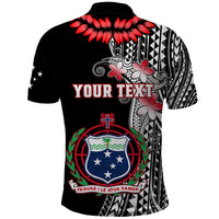 Personalised Samoa Polo Shirt Ula Fala Mix Samoan Tribal Black Version - Wonder Print Shop
