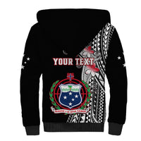 Personalised Samoa Sherpa Hoodie Ula Fala Mix Samoan Tribal Black Version - Wonder Print Shop
