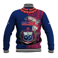 Polynesian Pride Samoa Baseball Jacket Ula Fala Mix Samoan Tribal Blue Version - Wonder Print Shop