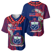 Polynesian Pride Samoa Baseball Jersey Ula Fala Mix Samoan Tribal Blue Version - Wonder Print Shop