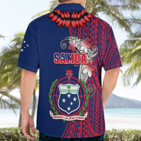 Polynesian Pride Samoa Hawaiian Shirt Ula Fala Mix Samoan Tribal Blue Version - Wonder Print Shop