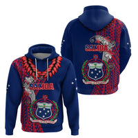 Polynesian Pride Samoa Hoodie Ula Fala Mix Samoan Tribal Blue Version - Wonder Print Shop