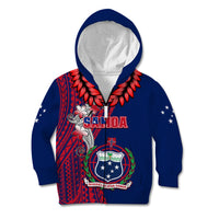 Polynesian Pride Samoa Kid Hoodie Ula Fala Mix Samoan Tribal Blue Version - Wonder Print Shop