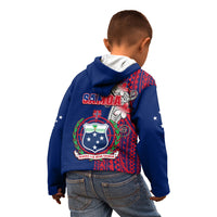 Polynesian Pride Samoa Kid Hoodie Ula Fala Mix Samoan Tribal Blue Version - Wonder Print Shop