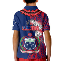 Polynesian Pride Samoa Kid Polo Shirt Ula Fala Mix Samoan Tribal Blue Version - Wonder Print Shop