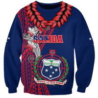 Polynesian Pride Samoa Sweatshirt Ula Fala Mix Samoan Tribal Blue Version - Wonder Print Shop