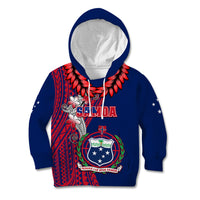 Personalised Samoa Kid Hoodie Ula Fala Mix Samoan Tribal Blue Version - Wonder Print Shop