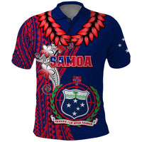 Personalised Samoa Polo Shirt Ula Fala Mix Samoan Tribal Blue Version - Wonder Print Shop