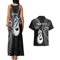 Personalised New Zealand Couples Matching Tank Maxi Dress And Hawaiian Shirt Aotearoa Silver Fern With Manaia Maori Unique Black - Wonder Print Shop