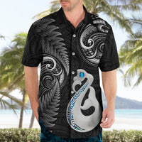 Personalised New Zealand Hawaiian Shirt Aotearoa Silver Fern With Manaia Maori Unique Black - Wonder Print Shop