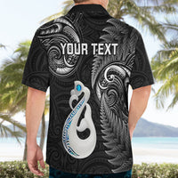 Personalised New Zealand Hawaiian Shirt Aotearoa Silver Fern With Manaia Maori Unique Black - Wonder Print Shop
