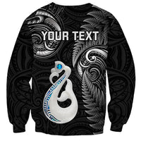 Personalised New Zealand Sweatshirt Aotearoa Silver Fern With Manaia Maori Unique Black - Wonder Print Shop