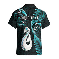 Personalised New Zealand Hawaiian Shirt Aotearoa Silver Fern With Manaia Maori Unique Turquoise - Wonder Print Shop