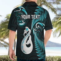 Personalised New Zealand Hawaiian Shirt Aotearoa Silver Fern With Manaia Maori Unique Turquoise - Wonder Print Shop