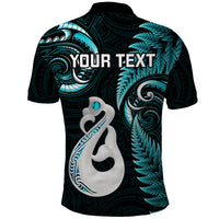 Personalised New Zealand Polo Shirt Aotearoa Silver Fern With Manaia Maori Unique Turquoise - Wonder Print Shop