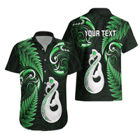 Personalised New Zealand Hawaiian Shirt Aotearoa Silver Fern With Manaia Maori Unique Green - Wonder Print Shop