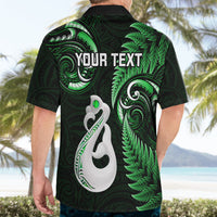 Personalised New Zealand Hawaiian Shirt Aotearoa Silver Fern With Manaia Maori Unique Green - Wonder Print Shop