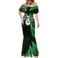 Personalised New Zealand Mermaid Dress Aotearoa Silver Fern With Manaia Maori Unique Green - Wonder Print Shop