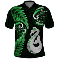 Personalised New Zealand Polo Shirt Aotearoa Silver Fern With Manaia Maori Unique Green - Wonder Print Shop