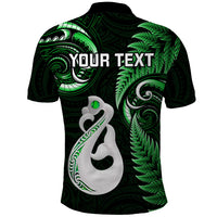 Personalised New Zealand Polo Shirt Aotearoa Silver Fern With Manaia Maori Unique Green - Wonder Print Shop