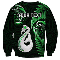 Personalised New Zealand Sweatshirt Aotearoa Silver Fern With Manaia Maori Unique Green - Wonder Print Shop