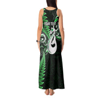 Personalised New Zealand Tank Maxi Dress Aotearoa Silver Fern With Manaia Maori Unique Green - Wonder Print Shop