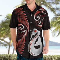 Personalised New Zealand Hawaiian Shirt Aotearoa Silver Fern With Manaia Maori Unique Red - Wonder Print Shop