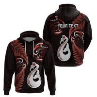 Personalised New Zealand Hoodie Aotearoa Silver Fern With Manaia Maori Unique Red - Wonder Print Shop