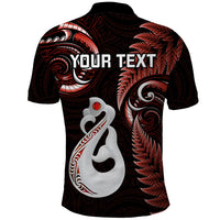 Personalised New Zealand Polo Shirt Aotearoa Silver Fern With Manaia Maori Unique Red - Wonder Print Shop