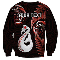 Personalised New Zealand Sweatshirt Aotearoa Silver Fern With Manaia Maori Unique Red - Wonder Print Shop