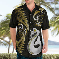 Personalised New Zealand Hawaiian Shirt Aotearoa Silver Fern With Manaia Maori Unique Gold - Wonder Print Shop