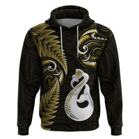 Personalised New Zealand Hoodie Aotearoa Silver Fern With Manaia Maori Unique Gold - Wonder Print Shop