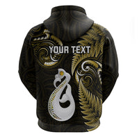 Personalised New Zealand Hoodie Aotearoa Silver Fern With Manaia Maori Unique Gold - Wonder Print Shop