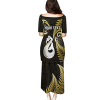 Personalised New Zealand Puletasi Aotearoa Silver Fern With Manaia Maori Unique Gold - Wonder Print Shop