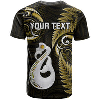 Personalised New Zealand T Shirt Aotearoa Silver Fern With Manaia Maori Unique Gold - Wonder Print Shop