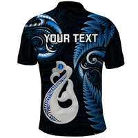 Personalised New Zealand Polo Shirt Aotearoa Silver Fern With Manaia Maori Unique Blue - Wonder Print Shop