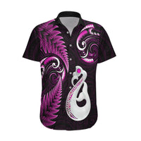 Personalised New Zealand Hawaiian Shirt Aotearoa Silver Fern With Manaia Maori Unique Pink - Wonder Print Shop