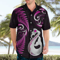 Personalised New Zealand Hawaiian Shirt Aotearoa Silver Fern With Manaia Maori Unique Pink - Wonder Print Shop