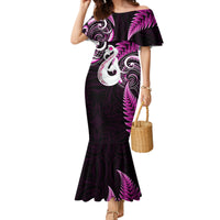 Personalised New Zealand Mermaid Dress Aotearoa Silver Fern With Manaia Maori Unique Pink - Wonder Print Shop