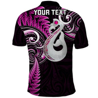 Personalised New Zealand Polo Shirt Aotearoa Silver Fern With Manaia Maori Unique Pink - Wonder Print Shop