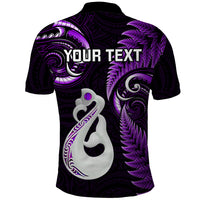 Personalised New Zealand Polo Shirt Aotearoa Silver Fern With Manaia Maori Unique Purple - Wonder Print Shop