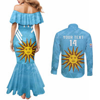 Custom Uruguay Football Couples Matching Mermaid Dress and Long Sleeve Button Shirt 2024 Vamos La Celeste