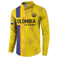 Custom Colombia Football Button Sweatshirt 2024 Vamos La Tricolor - Yellow - Wonder Print Shop
