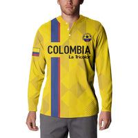 Custom Colombia Football Button Sweatshirt 2024 Vamos La Tricolor - Yellow - Wonder Print Shop
