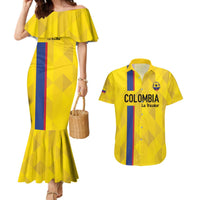 Custom Colombia Football Couples Matching Mermaid Dress and Hawaiian Shirt 2024 Vamos La Tricolor - Yellow - Wonder Print Shop