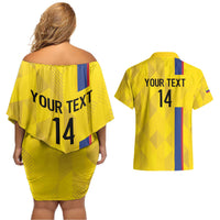 Custom Colombia Football Couples Matching Off Shoulder Short Dress and Hawaiian Shirt 2024 Vamos La Tricolor - Yellow - Wonder Print Shop
