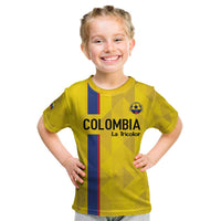 Custom Colombia Football Kid T Shirt 2024 Vamos La Tricolor - Yellow - Wonder Print Shop