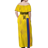Custom Colombia Football Off Shoulder Maxi Dress 2024 Vamos La Tricolor - Yellow - Wonder Print Shop