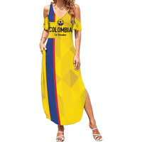 Custom Colombia Football Summer Maxi Dress 2024 Vamos La Tricolor - Yellow - Wonder Print Shop